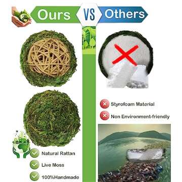 ZYAPA 21 Pack Green Moss Balls 8pcs 3.2" Decorative Balls for Bowls Filler 13pcs 2.3" Fake Moss Ball...