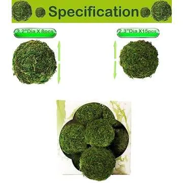 ZYAPA 21 Pack Green Moss Balls 8pcs 3.2" Decorative Balls for Bowls Filler 13pcs 2.3" Fake Moss Balls for Centerpiece Artificial Balls for Vase Filler Live Moss Balls for Home Tabel Decor