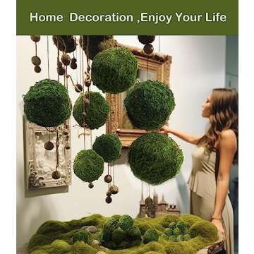 ZYAPA 21 Pack Green Moss Balls 8pcs 3.2" Decorative Balls for Bowls Filler 13pcs 2.3" Fake Moss Balls for Centerpiece Artificial Balls for Vase Filler Live Moss Balls for Home Tabel Decor