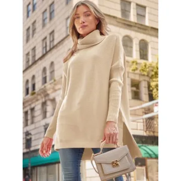 LILLUSORY Oversized Turtleneck Pullover Sweater for Women - Casual Chic Style