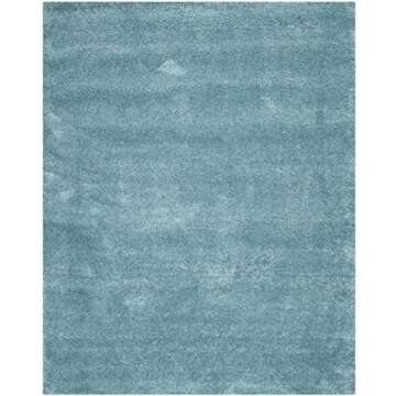 SAFAVIEH Milan Shag Collection Area Rug - 8' x 10', Aqua Blue, Solid Design, Non-Shedding & Easy Car...