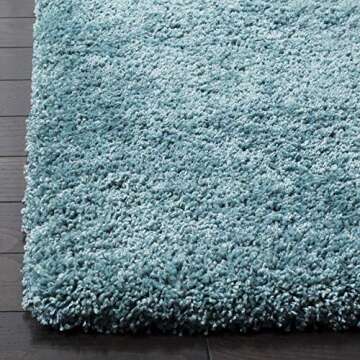 SAFAVIEH Milan Shag Collection Area Rug - 8' x 10', Aqua Blue, Solid Design, Non-Shedding & Easy Care, 2-inch Thick Ideal for High Traffic Areas in Living Room, Bedroom (SG180-6060)
