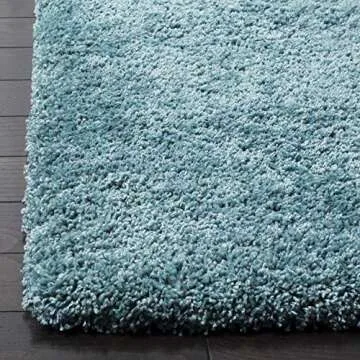 SAFAVIEH Milan Shag Collection Area Rug - 8' x 10', Aqua Blue, Solid Design, Non-Shedding & Easy Care, 2-inch Thick Ideal for High Traffic Areas in Living Room, Bedroom (SG180-6060)