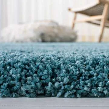 SAFAVIEH Milan Shag Collection Area Rug - 8' x 10', Aqua Blue, Solid Design, Non-Shedding & Easy Care, 2-inch Thick Ideal for High Traffic Areas in Living Room, Bedroom (SG180-6060)