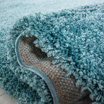 SAFAVIEH Milan Shag Collection Area Rug - 8' x 10', Aqua Blue, Solid Design, Non-Shedding & Easy Care, 2-inch Thick Ideal for High Traffic Areas in Living Room, Bedroom (SG180-6060)