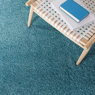 SAFAVIEH Milan Shag Collection Area Rug - 8' x 10', Aqua Blue, Solid Design, Non-Shedding & Easy Care, 2-inch Thick Ideal for High Traffic Areas in Living Room, Bedroom (SG180-6060)
