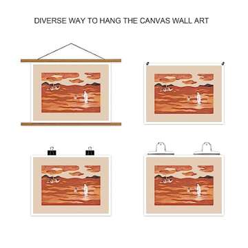 OAOPIC Abstract Jesus Pictures Canvas Wall Art, Jesus and Peter Walk on Water Minimalist Posters for Room Aesthetic Decor, Christian Spiritual Religious Prints Paintings 12x16in Unframed