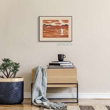 OAOPIC Abstract Jesus Pictures Canvas Wall Art, Jesus and Peter Walk on Water Minimalist Posters for Room Aesthetic Decor, Christian Spiritual Religious Prints Paintings 12x16in Unframed