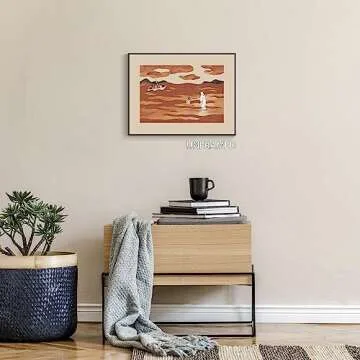 OAOPIC Abstract Jesus Pictures Canvas Wall Art, Jesus and Peter Walk on Water Minimalist Posters for Room Aesthetic Decor, Christian Spiritual Religious Prints Paintings 12x16in Unframed