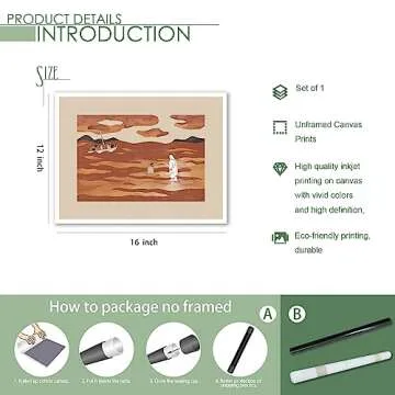 OAOPIC Abstract Jesus Pictures Canvas Wall Art, Jesus and Peter Walk on Water Minimalist Posters for Room Aesthetic Decor, Christian Spiritual Religious Prints Paintings 12x16in Unframed