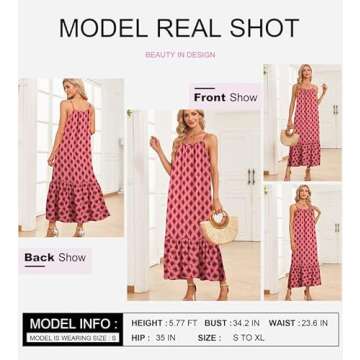 Dokotoo Sun Dresses Women Summer Casual Maxi Dresses Scoop Neck Boho Beach Dress Sleeveless Spaghetti Strap Sexy Dress Ruffle A Line Flowy Dresses Small Multicolor