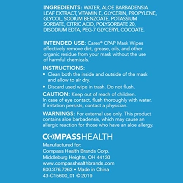 Carex CPAP Mask Wipes - 62 Count of Unscented CPAP Wipes for CPAP Masks