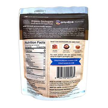 Crazy Korean Cooking Gochugaru, Organic Kosher Korean Red Hot Chili Pepper Flakes (10.6 OZ (300g))