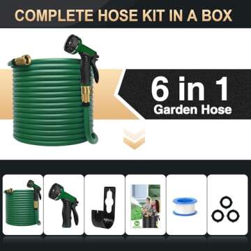 Lightweight 100FT Garden Hose with 10-Pattern Nozzle
