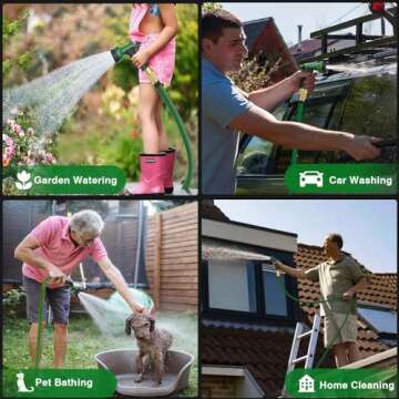 Lightweight 100FT Garden Hose with 10-Pattern Nozzle