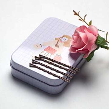 MAORULU Hair Bobby Pins Brown with Cute Case, 200 CT Bobby Pins for Buns, Premium Hair Pins for Kids, Girls and Women, Great Hair Pins for Thick Hair and Thin Hair, 2 Inch (Brown)