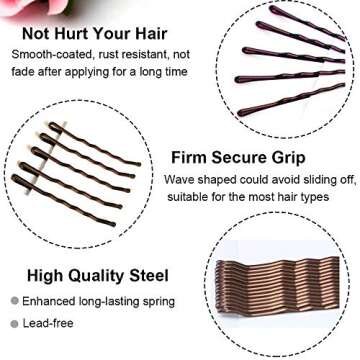 MAORULU Hair Bobby Pins Brown with Cute Case, 200 CT Bobby Pins for Buns, Premium Hair Pins for Kids, Girls and Women, Great Hair Pins for Thick Hair and Thin Hair, 2 Inch (Brown)