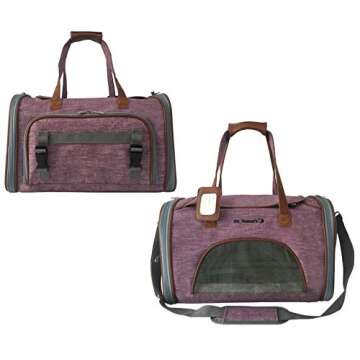 Mr. Peanut's Expandable Airline Approved Soft Sided Pet Carrier, Low Profile Gold Series Tote, Premium Brand Self Locking Zippers, Plush Faux Fleece Bedding with a Sturdy Plywood Base