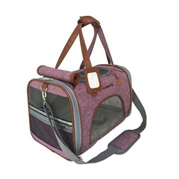 Mr. Peanut's Expandable Airline Approved Soft Sided Pet Carrier, Low Profile Gold Series Tote, Premium Brand Self Locking Zippers, Plush Faux Fleece Bedding with a Sturdy Plywood Base