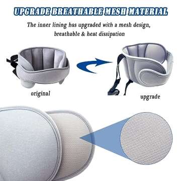 StoHua Child Car Seat Head Support - Baby Safety Car Seat Neck Relief Holder, Adjustable Head Band Strap Headrest, Baby & Kids Travel Accessories, Grey