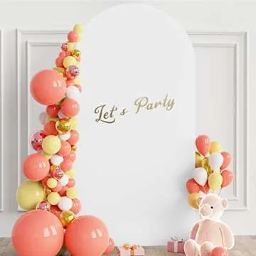 Wokceer 6.6FT Wedding Arch Cover Spandex Fitted Wedding Arch Stand Covers Round Top Chiara Arch Backdrop Cover for Birthday Party Ceremony Banquet Decoration White