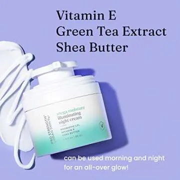 Urban Skin Rx® Mega Moisture Illuminating Nighttime Face Cream | Combats Signs of Aging, Helps Prevent Dry Skin and Locks In Moisture, Formulated with Vitamin E, Green Tea, & Shea Butter | 1.7 Oz