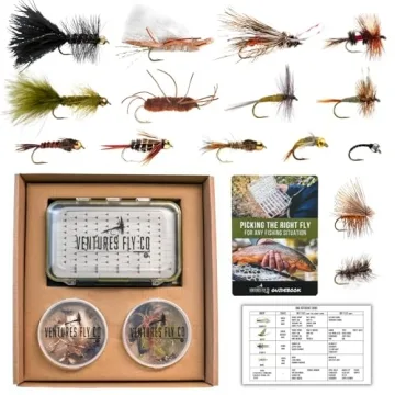 Ventures Fly Co. 40 Premium Hand Tied Fly Fishing Flies Assortment for Trout and Bass