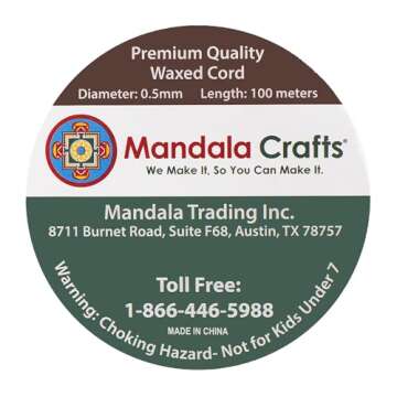 Mandala Crafts 0.5mm Brown Waxed Cotton Cord for Crafting