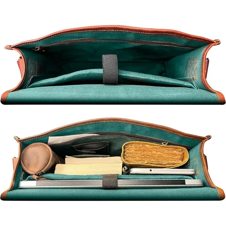 RUSTIC TOWN Leather 14 Inch Crossbody Laptop Messenger Bag