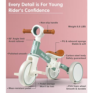 LOL-FUN 4-in-1 Tricycle for Toddlers 1-3 Years