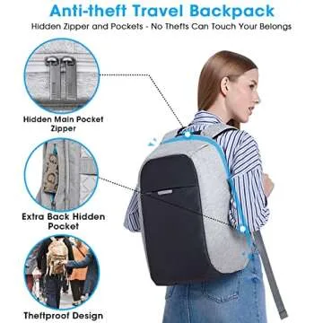 Oscaurt Anti-Theft Backpack: 15.6 Inch Laptop Travel Backpack with USB Charging