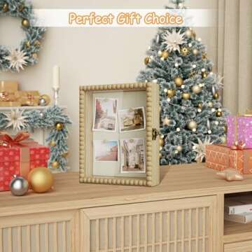 Love-KANKEI Shadow Box Frame 8x10,Wood Deep Shadow Box Display Case with Unique Beads Door and Glass...