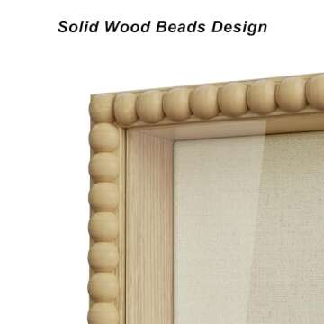 Love-KANKEI Shadow Box Frame 8x10,Wood Deep Shadow Box Display Case with Unique Beads Door and Glass Window, Memory Box for Pictures,Medals,Memorabilia,Collections Natural