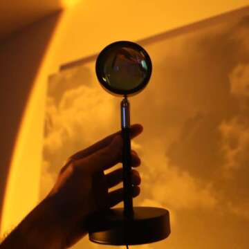 MJ Ecommerce Sunset Lamp | TikTok Projector Light, Multiple Colors | Modern Sunrise | USB Night Lighting for Atmosphere | Sleep Room Decor | Aesthetic Photography | Multi-Colored - 3rd Generation