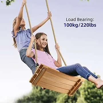 Pellor Wood Tree Swing Seat,Indoor Outdoor Rope Wooden Swing Set for Children Adult Kids 17.7x7.9x0.6 inch