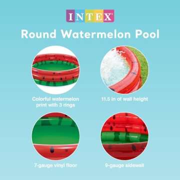Intex 66" Inflatable Kids Watermelon Pool for Summer Fun