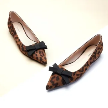 C.Paravano Women's Flats | Ballet Flats for Women | Pointed Toe Flats | Leopard Flats | Women's Pumps | Flat Shoes for Women | Slip on Shoes Ballet Flats (Size 8.5,A1 Leopard)