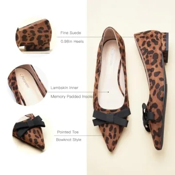 C.Paravano Women's Flats | Ballet Flats for Women | Pointed Toe Flats | Leopard Flats | Women's Pumps | Flat Shoes for Women | Slip on Shoes Ballet Flats (Size 8.5,A1 Leopard)