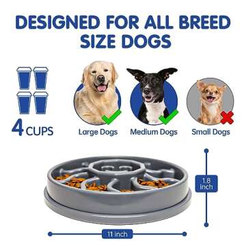 Nussoi Slow Feeder Dog Bowl, 4-Cup Dog Slow Feeder for Large and Medium Dogs, Anti-Choking Slow Eati...