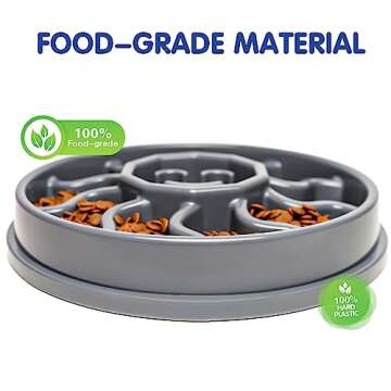 Nussoi Slow Feeder Dog Bowl, 4-Cup Dog Slow Feeder for Large and Medium Dogs, Anti-Choking Slow Eating Bowl, Non-Slip Pet Slower Dish for Dry Wet Food(Gray)