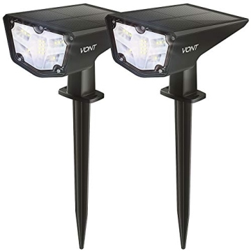 Vont LED Outdoor Solar Lights, [2 Pack] IPX7 Waterproof Landscape Spotlights, Garden Lights, Wireles...