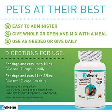 Vetoquinol Zylkene Calming Support Supplement for Small Dogs and Cats, Helps Promote Relaxation and ...