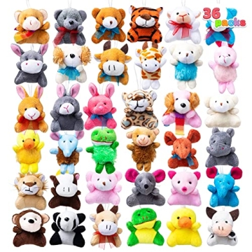 JOYIN 12 Pack Random Mini Animal Plush Toy Assortment (12 Units 3" Each),Bulk Stuffed Animals for Ki...