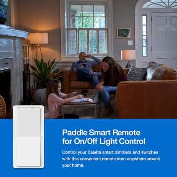 Lutron Paddle Pico Remote for Caseta Smart Dimmers/Switches, On/Off Control, for Table Top or Wallmo...