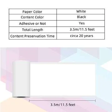 Phomemo White Paper for M02 M02 Pro M02S M03 (for 20 Years), Original, Adhesive, Thermal Printer Paper, Glossy Sticker Paper, for Pocket Printer, 53mm x 3.5m, Diameter 30mm, 3-Rolls