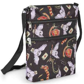 Crossbody Bags for Women, Harry Potter, Hogwarts Gryffindor, Officially Licensed Small Sling Bag, Shoulder Bag, Shoulder Bag, Travel Purse for Passport, Wizarding World Fans, Adults & Teens