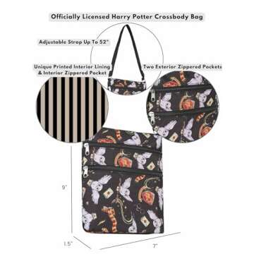 Crossbody Bags for Women, Harry Potter, Hogwarts Gryffindor, Officially Licensed Small Sling Bag, Shoulder Bag, Shoulder Bag, Travel Purse for Passport, Wizarding World Fans, Adults & Teens