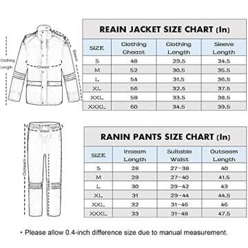 Ourcan Rain Suits for Men Waterproof Rain Gear Breathable Rain Coats Hooded Rain Jacket Pants