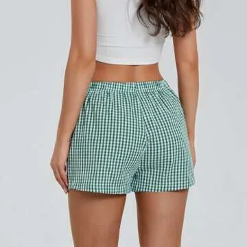 Women's Y2K Lounge Shorts Soft Low Waist Plaid Pajama