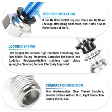 TAILONZ Push-in Connect Fittings 6mm Tube NPT 10 Pack